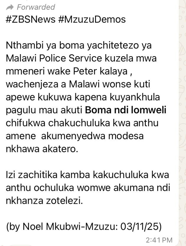 False story about Malawi Police Service spokesperson cautioning all Malawians against using ‘Boma ndi Lomweli’ phrase