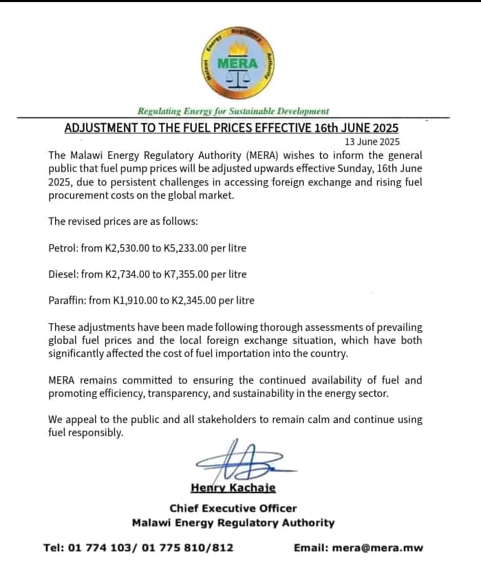 It is false that fuel prices will be adjusted upwards on 16 June 2025