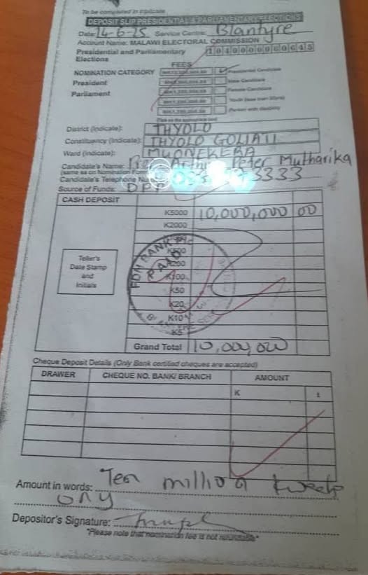 Misleading information on Prof. Peter Mutharika collecting nomination papers for presidential election