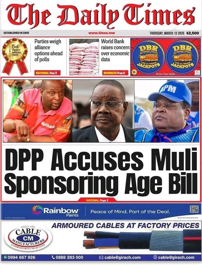 Fake newspaper cover of Thursday, March 13, 2025 ‘The Daily Times’ in circulation