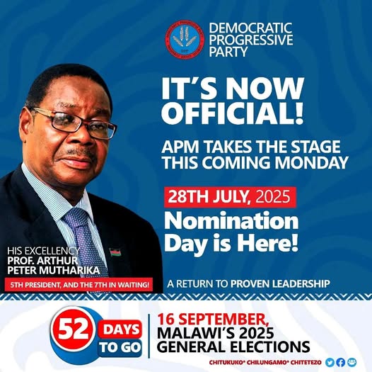 Misleading information on the date Professor Arthur Peter Mutharika will present nomination papers
